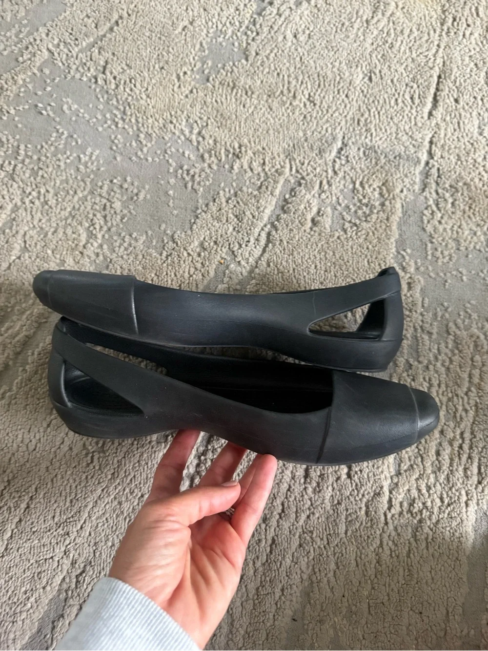 Crocs Black Sienna Ballet Flats Comfort Slip On lightweight cutout 10